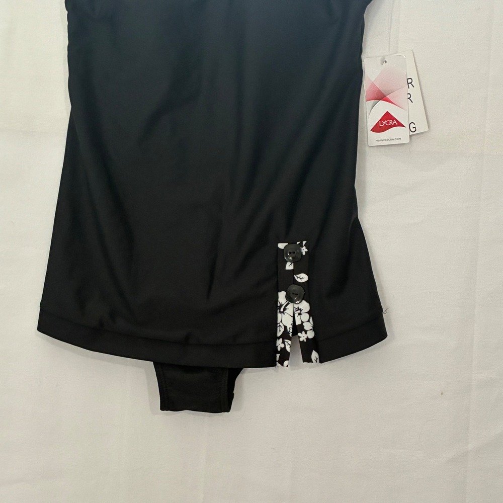 Blair Swimsuit Romper Women 10 Black Floral Tummy Trimmer One Piece Swimwear NWT - Picture 2 of 8